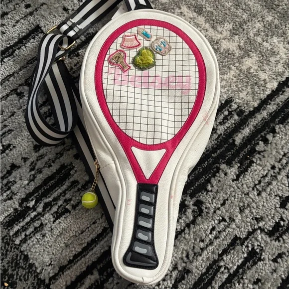 Betsey Johnson Pink and White Tennis Racket Purse 🌟RARE🌟 - Picture 2 of 10